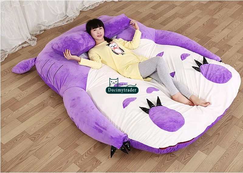 Dorimytrader 200cm x 170cm Japan Anime Totoro Sleeping Bag Plush Soft Beanbag Double Bed Mattress Sofa Tatami Carpet 2 Sizes Free Shipping DY60994 (11)