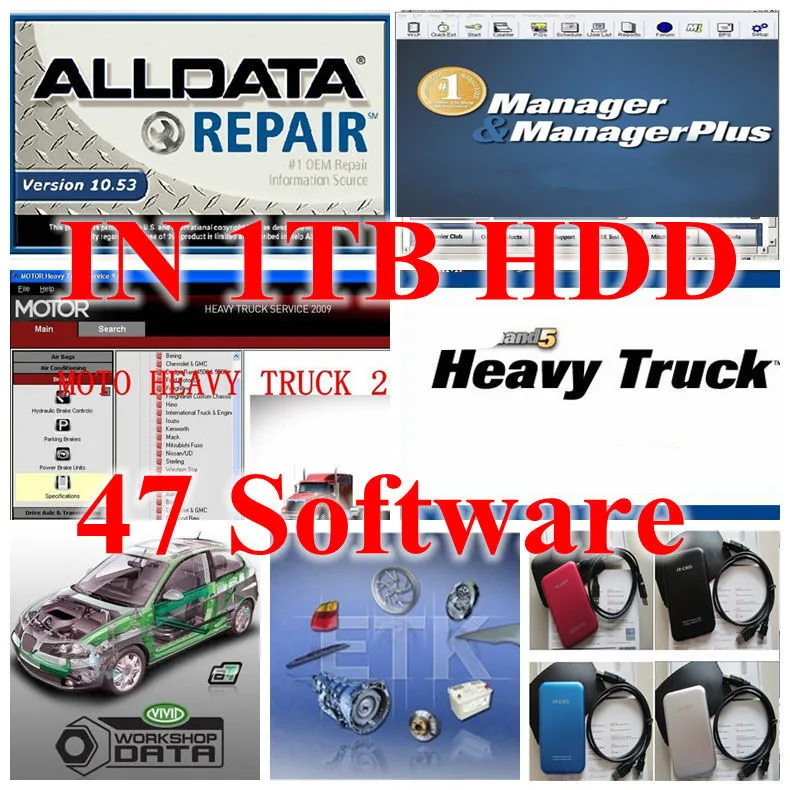  2017 auto reparación software todos los datos 1TB HDD 1053 alldata y software Mitchell 2015 juego c