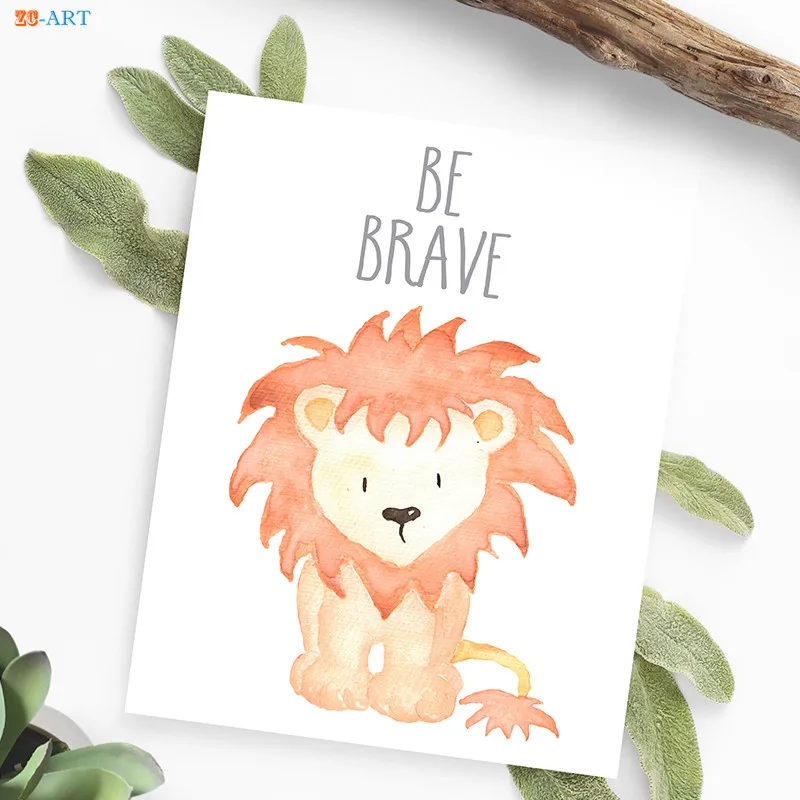 Zero Clock Baby Animals Poster Canvas Painting Safari Animal Painting Quote Leaves Print Baby Shower Gift Wall Art Nursery Decor