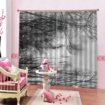 

Blackout Curtain Promotion Fantasy Simple Forest Landscape Decoration Living Room Bedroom Window Fine Curtains