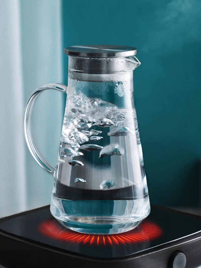 Высокоборосиликатный стеклянный кувшин прозрачный чайник для холодной воды чайник с крышкой из нержавеющей стали фруктовый сок чай 1500 мл+ стеклянные чашки