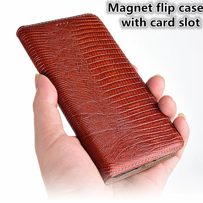 

LJ11 Lizard Pattern Genuine Leather Magnetic Phone Bag For Huawei P30(6.1') Case For Huawei P30 Flip Case Stand Coque