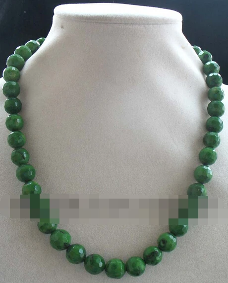 

ddh003804 green coral round faceted 10mm necklace 17