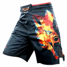 VSZAP мужские шорты-бермуды muay thai mma шорты Пламя волк шлем для кикбоксинга быстросохнущие дышащие эластичные штаны с шаговым швом