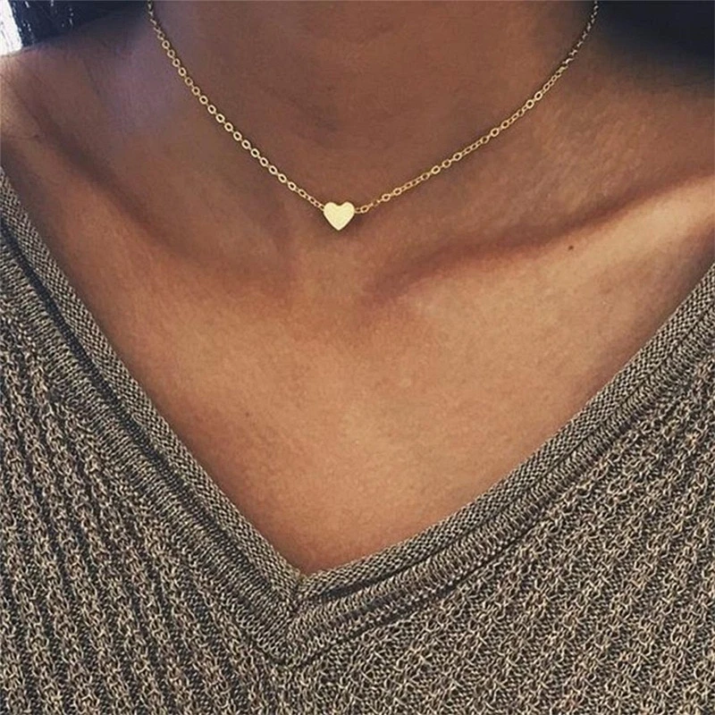 

x271 Fashion Gold Color Cute Love Heart Triangle Round Design Pendant Necklace For Women Exquisite Gift Wholesale Dropshipping