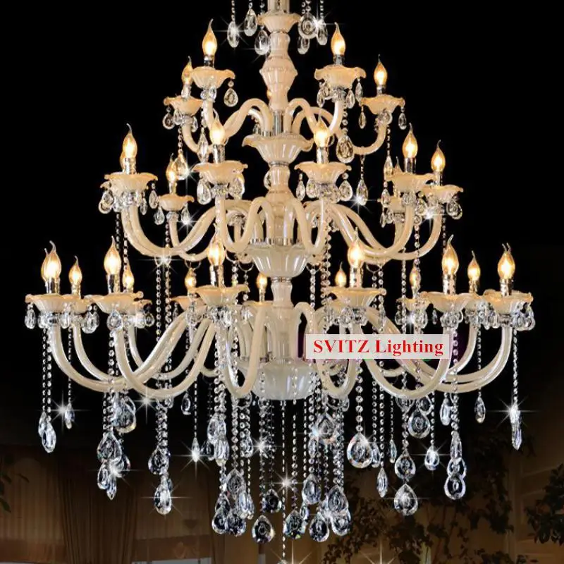 

XL living room chandelier led light lustre E14 big church champagne crystal Chandeliers Large Hotel home decor lighting fixture