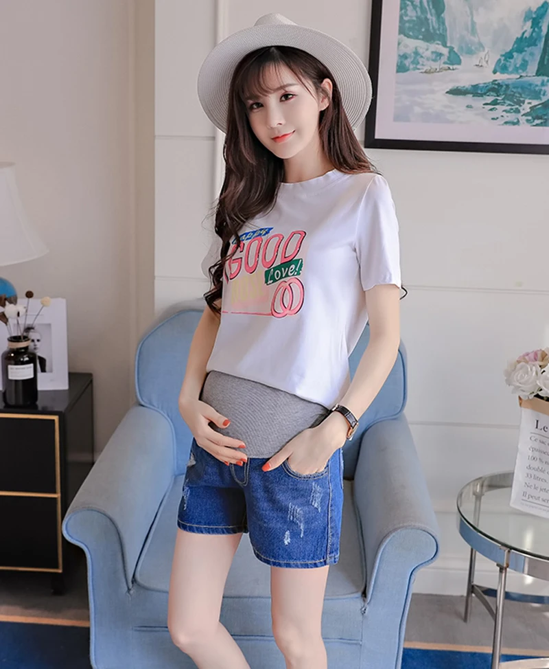 Jeans Maternity Shorts Summer Denim Shorts For Pregnant Women Gravidas Clothing Pregnant Clothes Elastic Abdominal Pants