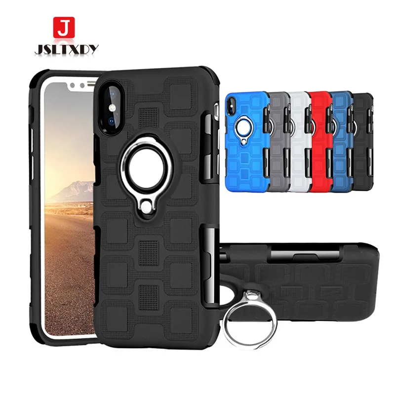 

Shockproof Armor Case For iPhone X XR XS MAX Cover Car Magnetic Soft TPU Silicone Shells Ring Holder Stand For 6 6S 7 8 Plus
