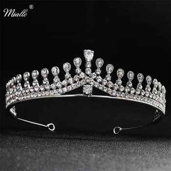 

Miallo Newest Fashion Crystal CZ Alloy Queen Princess Tiaras and Crowns Bridal Headpieces Wedding Hair Jewelry Diadem for Women