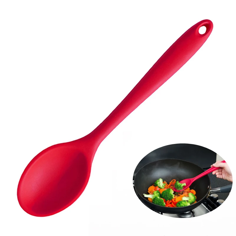 Кухонные силиконовые ложки Большая ложка совок из силикона длинная ручка для