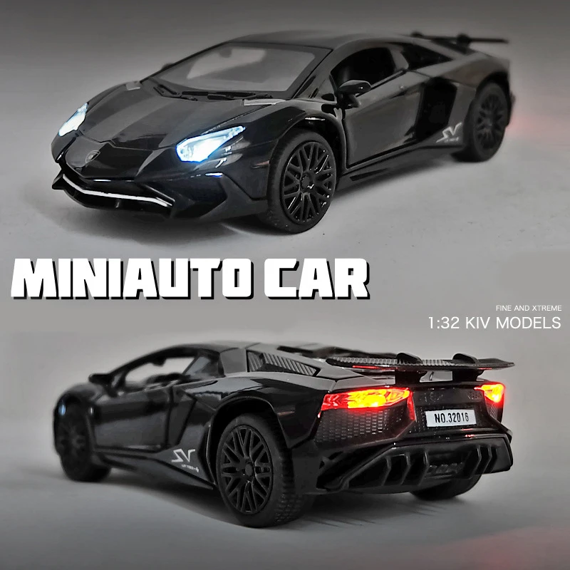LP770 LP750 1:32 Alloy Diecast Model Vehicles Car Sound Light Pull Back Car Toy Miniature Scale Mod