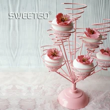 SWEETGO розовый держатель для кексов подставка для кексов для букет для свадьбы Форма белый/розовый подставка для торта инструменты украшение стола десерт