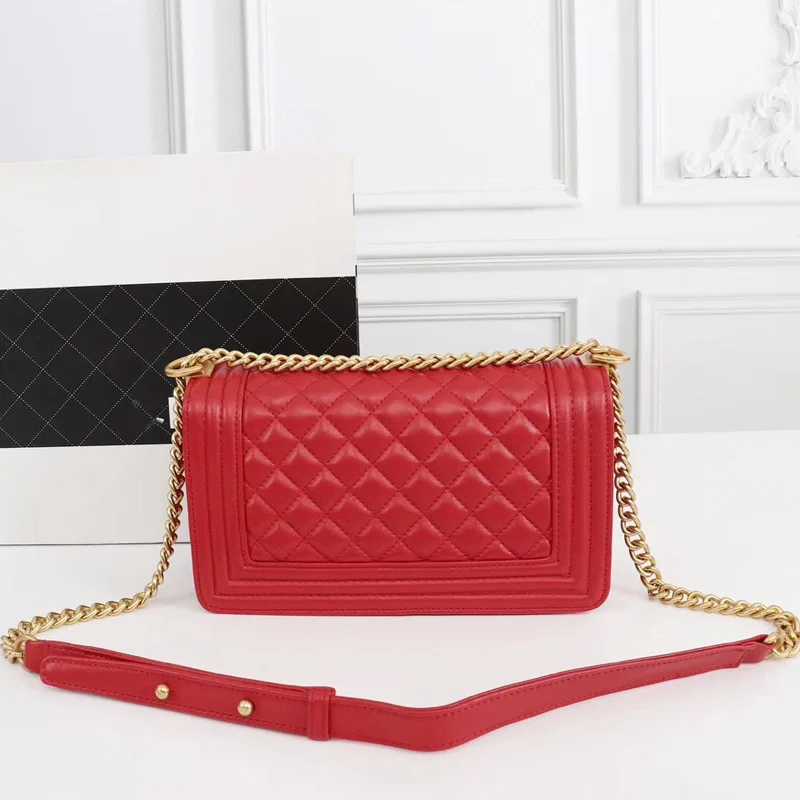 

luxury new style fashionable high quality caviar genuine leather bag gold chain flap lady shoulder bag rhomboid women Handbags