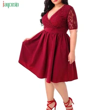 Jaycosin женское летнее сексуальное кружевное платье для девушек размера плюс с глубоким v-образным вырезом, облегающее и расклешенное платье с карманом, модное Vestidos Verano, новинка