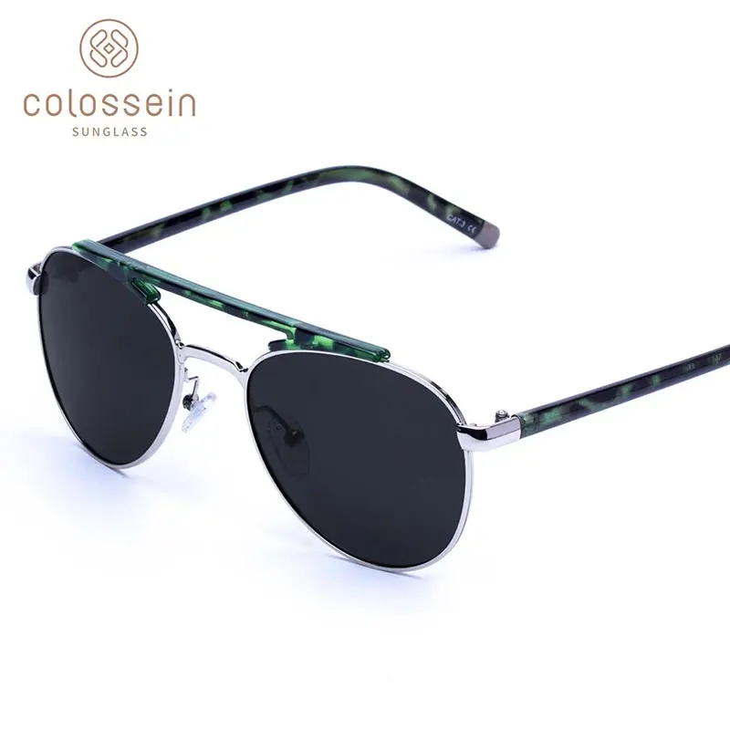 COLOSSEIN авиаторы классические солнцезащитные очки для Женщин покрытие градиент очки легкие металличекие ацетат сплав очки Солнцезащитные очки для женщин UV400 - Цвет линз: Green