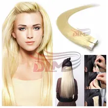 8A Brazilian Tape In Human Hair Extensions Double Drawn Blonde 60# Virgin Hair Tape Hair Straight Skin Weft Hair Extensions