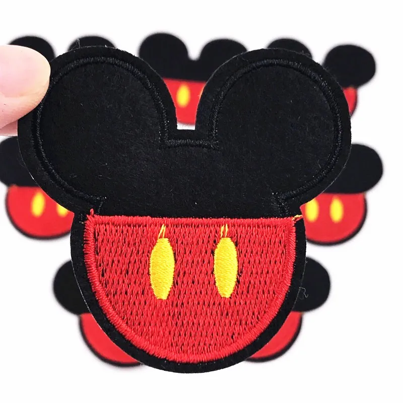 

10Pcs Cartoon Mickey Ear Patches Embroidery Iron Stickers For Kids Clothes Summer Style DIY Applique For Jeans kids gift
