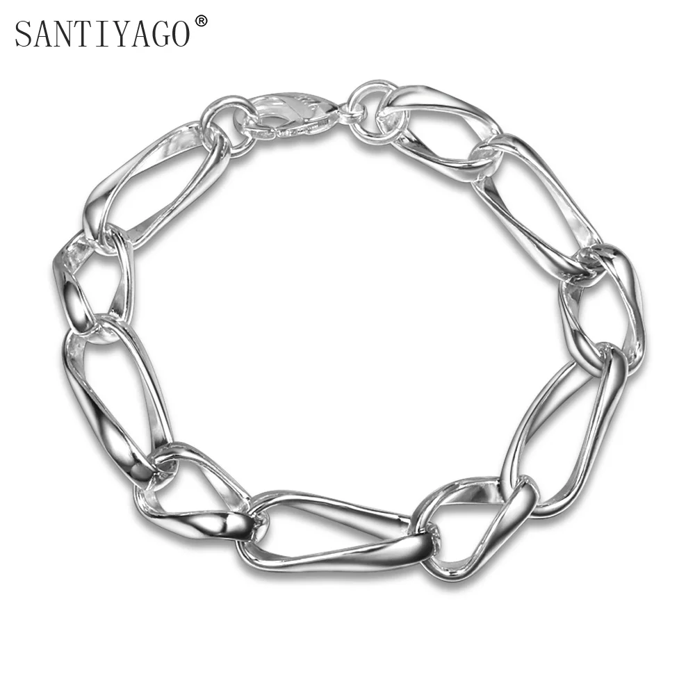 Браслет SANTIYAGO Женский модный серебристый с цепочкой | Украшения и аксессуары