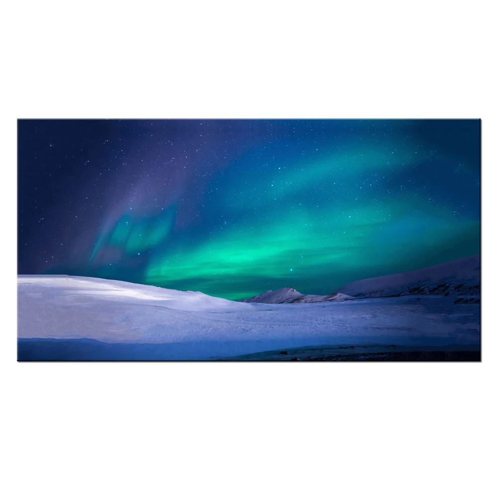 

Green Aurora Canvas Prints Northern Lights HD Printed Wall Pictures Home And Office Decorations Modern Giclee Artwork 42x22inch
