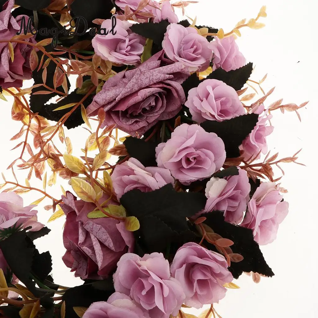 Artificial Silk Rose Wreath Ring Wall Door Lintel Flower Trim Mirror Flower Garland Hanging Wedding Background Prop