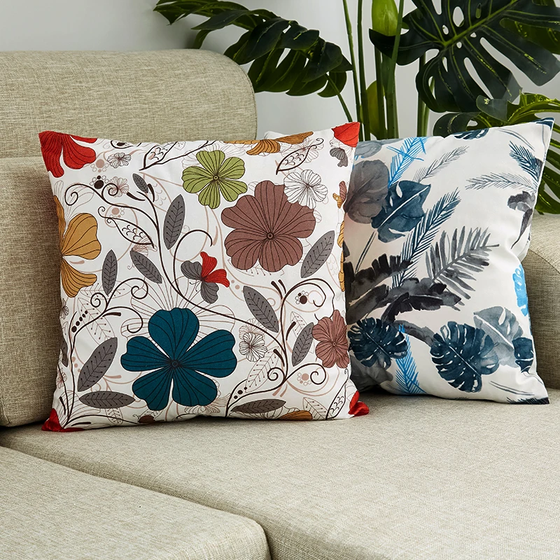 

2pcs/lot Pillow Cover For Living Room Cushion Cover Sofa Decorative Throw Pillows Flower Funda Cojin 45*45 Bedroom Home Decor