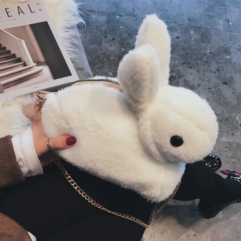 

Cute Maomao mini bag, female fashionable fashion, plush rabbit style bag, Single Shoulder Satchel Wallet.