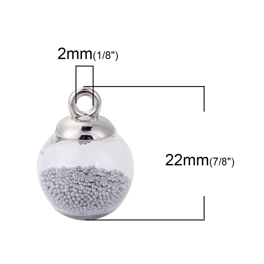 DoreenBeads, прозрачный стеклянный шар, пузырьковая бутылка, песок, подвески, круглые ювелирные аксессуары, 22 мм(7/") х 16 мм(5/8") 10 шт