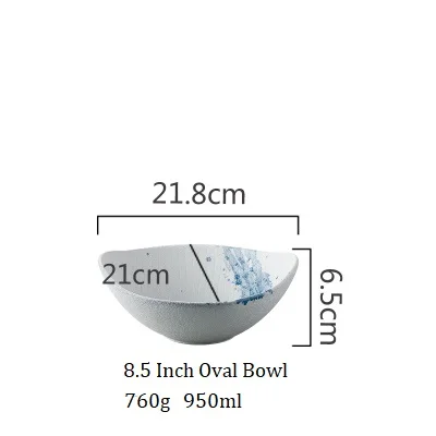 NIMITIME, западный стиль, керамическая овальная миска для риса, Салатница, фруктовое блюдо, чашка для воды, кофейная чашка, набор посуды - Цвет: 8.25 Inch Oval Bowl