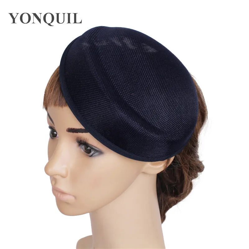 navy Очаровательная имитация sinamay Королевский синий цвет чародей база 18 см pillbox hat hairwear Материал Для женщин вечерние показать DIY волос Головной убор - Цвет: navy