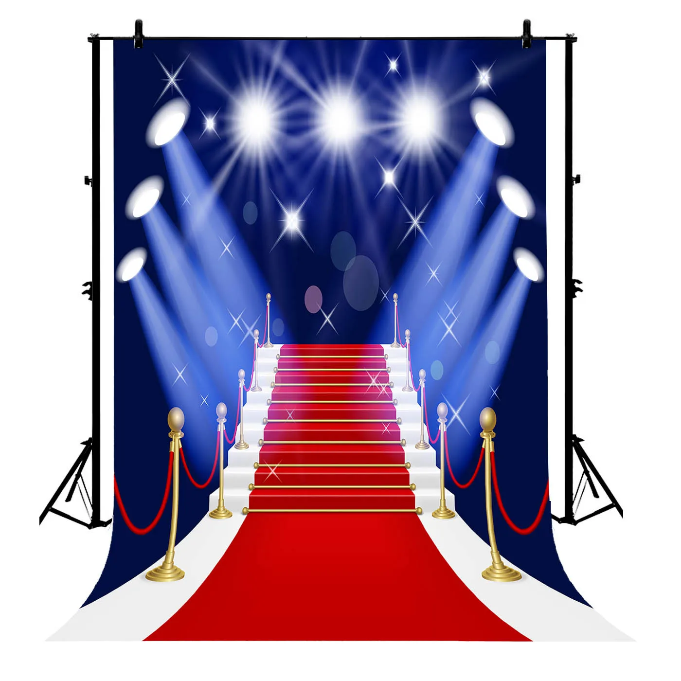 

5x7ft Stage Lights Red Carpet Bokeh Halos Glitter Sequins Elegant Polyester Photo Background Portrait Backdrop