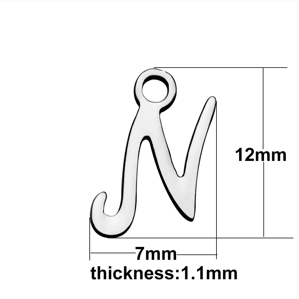 Полированные оригинальные подвески из нержавеющей стали 26 букв английского алфавита для женщин и мужчин DIY Изготовление ювелирных изделий 10 шт./лот Новинка - Окраска металла: N