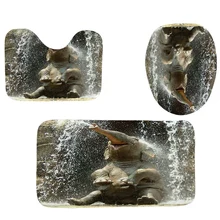 4 шт. Домашний набор для декора ванной комнаты Счастливый маленький elephantшаблон чехол для унитаза набор ковриков для ванной+ Водонепроницаемая занавеска для душа