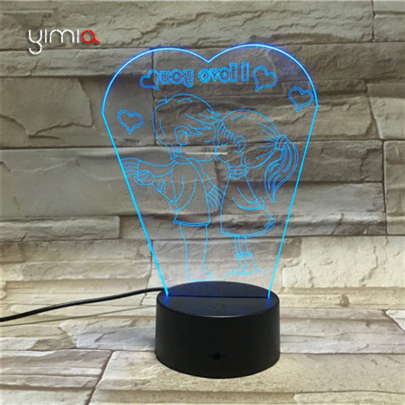 YIMIA 3D лампе USB светодио дный LED сенсор ребенка ночник любовь угол светодио дный светодиодный сенсорный выключатель Luminaria для детей украшения