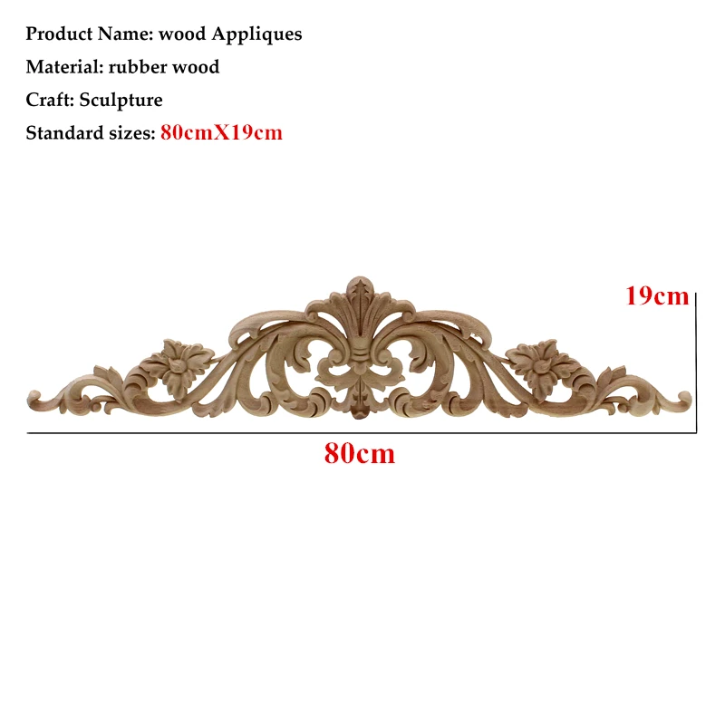 80cmX19cm Резьба по дереву, мебель, винтажный домашний декор, украшение сада, аксессуары для дома, массивная деревянная аппликация, резной цветок, миниатюрная деталь - Цвет: 80cmX19cm