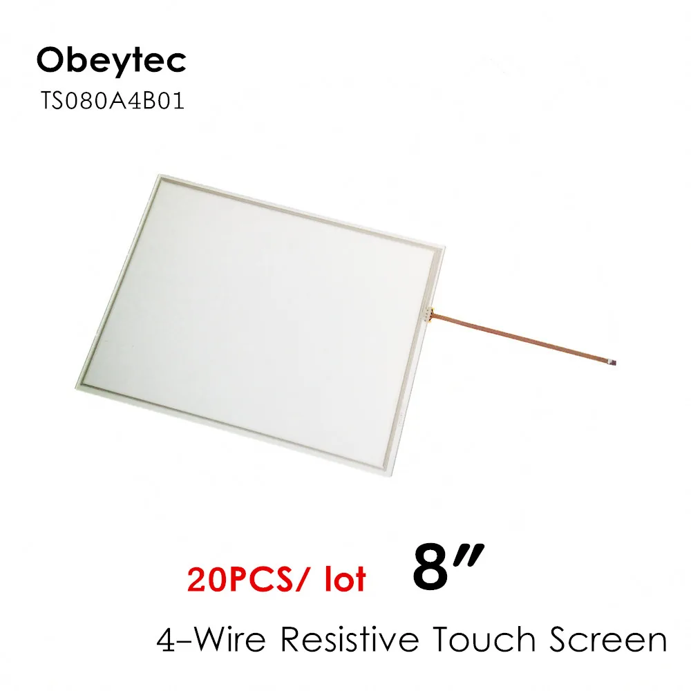 

20PCS! Obeytec 8inch 4:3 Four-wire Touch screen Panel, ITO Touch Sensor, High quality, Active area 163.4*122.4 mm, TS080A4B01