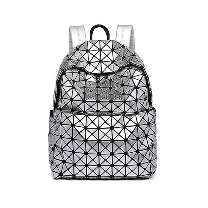 

Laser Geometric Patchwork Lingge bao bao backpack Folding Shoulder Bag for Teenager girl travel schoolbag mochila free shipping