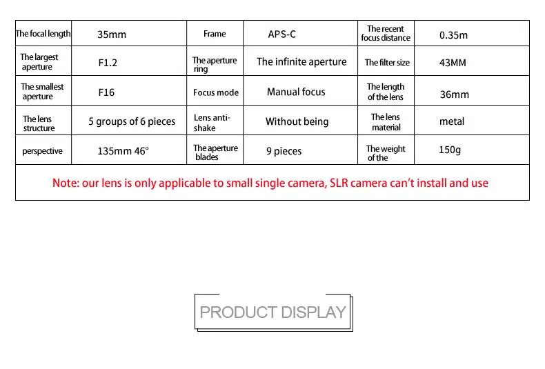 7artisans 7 artisans 35mm F1.2 MF Prime APS-C Lens for Sony E/EOS-M/Nikon Z /Fuji XF/M4/3 A6500 A6300 X-S10 M50 E-M10III GX9 G9