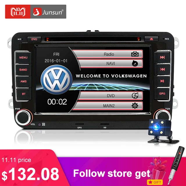 Junsun 2 DIN автомагнитола DVD GPS 7 '' bluetooth fm Радио стерео плеер для Volkswagen VW polo passat b6 jetta 6 skoda rapid авто DVD плеер камера заднего вида