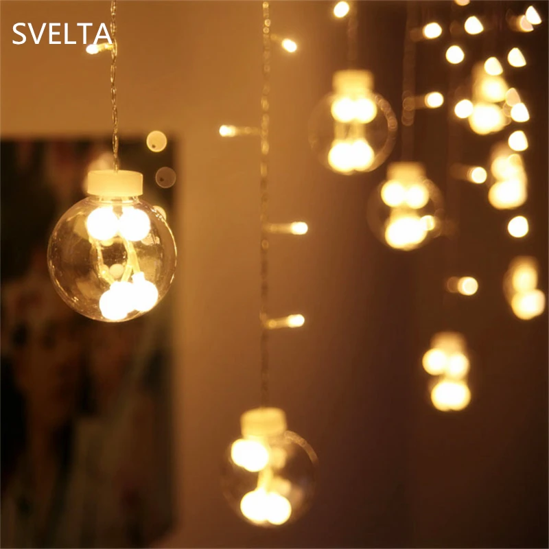 

SVELTA 3M 120Bulbs LED Curtain String Lights Gerlyanda Big Wish Ball Festoon Lights Christmas Wedding Party Decoration Garland