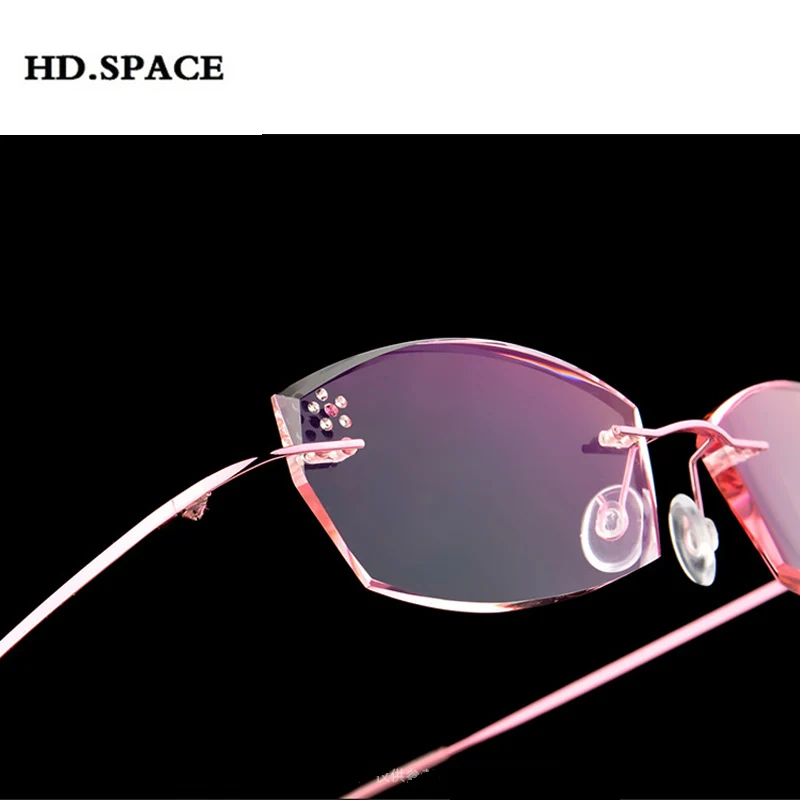 

High Clear Anti Reflective Rhinestone Reading Glasses Women Titanium Eyeglasses Diamond Cutting Rimless Presbyopic Eyewear