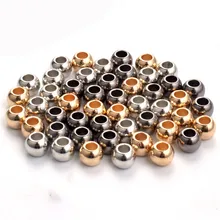 100 шт Диаметр 4 6 8 10 12 мм бусины с большим отверстием золото с родиевым покрытием разделительные бусины для изготовления ювелирных изделий Diy CCB(не металл