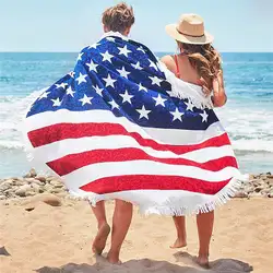 Wo для мужчин s мужчин Модный американский флаг полиэстер пляжные полотенца с пляжное полотенце с кисточками платок хиджаб 40MA07