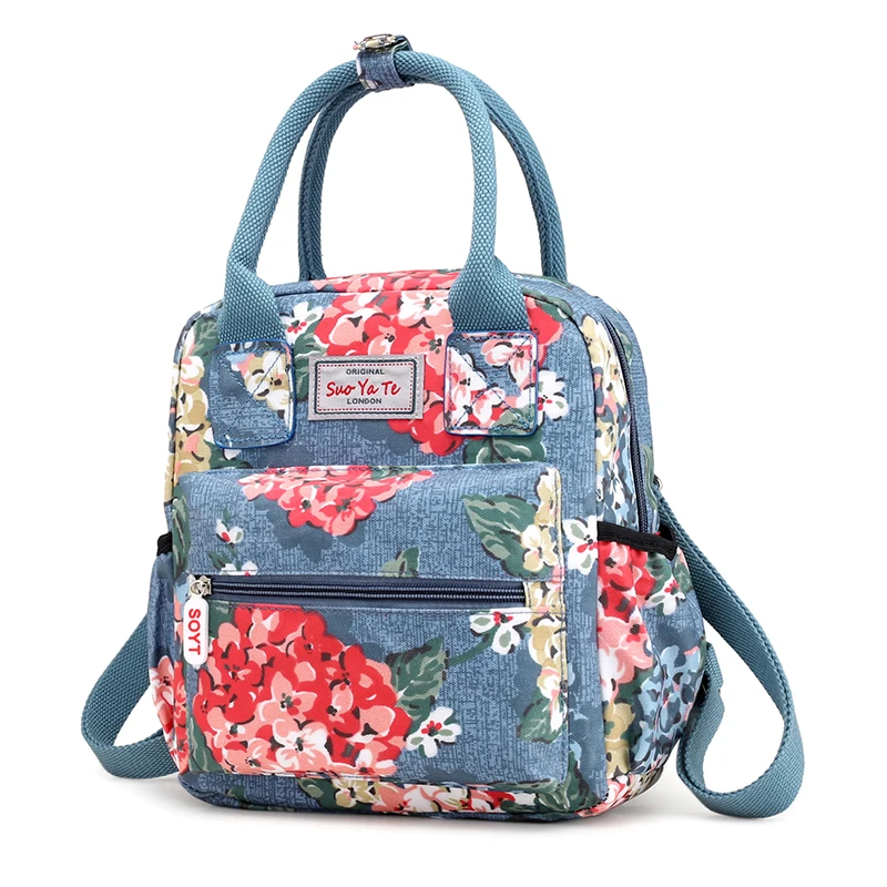 

2019 New List Flower Print Women Backpack Waterproof Nylon Female Shoulder Bags Small Backpack Women Street Shopping Tote Bag