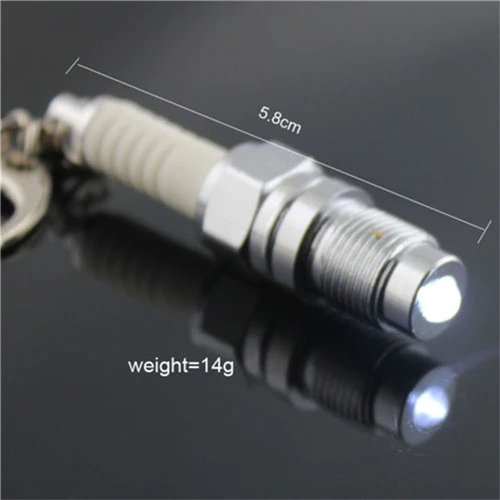 1piece Casual LED Key Chain Spark Plug Key Chain Keychain Car Parts Keyring