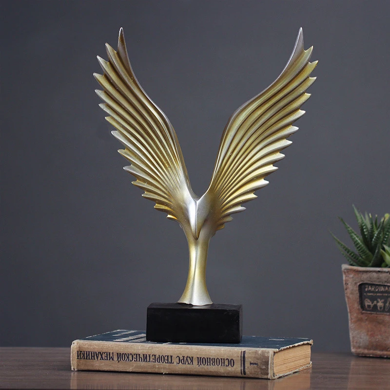 

American Resin Eagle Flying Sculptures Ornaments Home Decoration Crafts Great Hawk Spreads Wings Mascot Office Figurines Gift