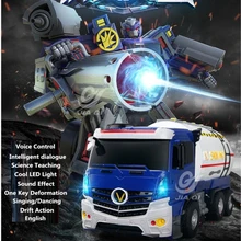 Обучающие электрический RC робот модели TT6609 2,4 г моделирование нефтяного танкера голос Contorl одним из ключевых деформация дистанционного Управление грузовик