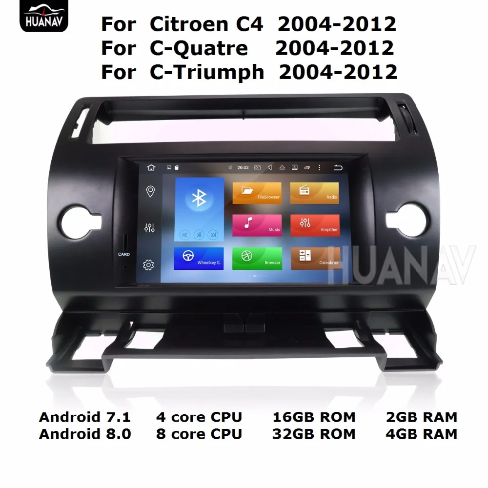 Excellent Car DVD player GPS navigation for Citroen C4/C-Quatre/C-Triumph 2004-2012 GPS HeadUnit  Android8.0 4GB+32GB/Android7.1 2GB+16GB 1