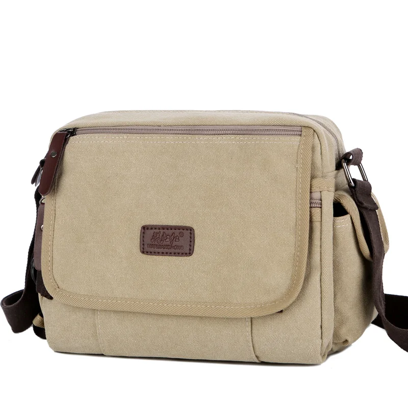 Городская Повседневная сумка для переноски, винтажные мужские сумки-мессенджеры, Холщовая Сумка на плечо, повседневная мужская деловая сумка через плечо, дорожная сумка - Цвет: light khaki