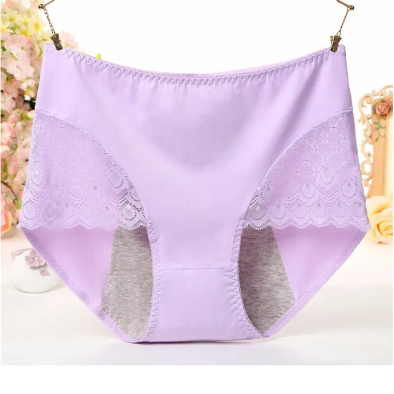 

Plus Size Fit Weight 85kg-110kg Menstrual leakproof Physiological pants panties Tall waist underwear women lace briefs