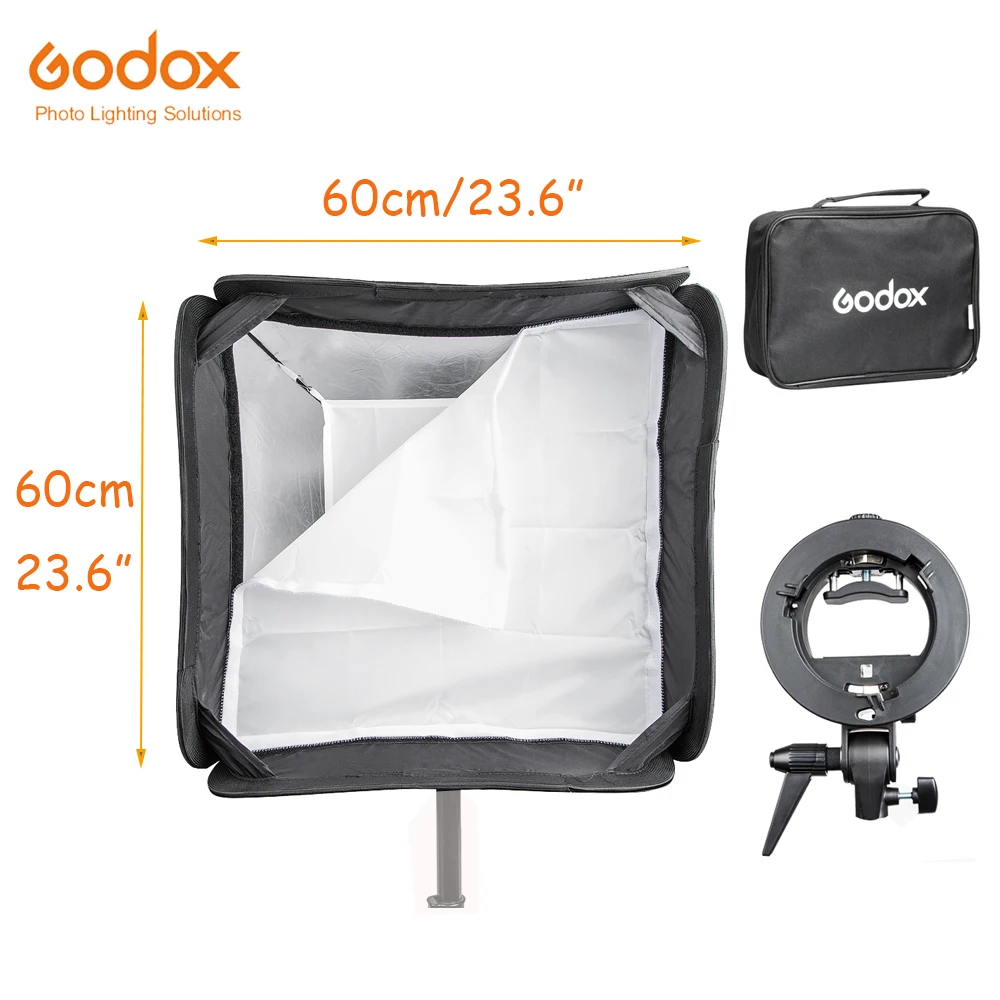 Godox регулируемый удобный софтбокс Speedlite 23 6 &quot60*60 см с S образным кронштейном Bowens